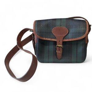 Vintage Polo Ralph Lauren Plaid Leather Crossbody Equestrian Bag - Tartan Plaid